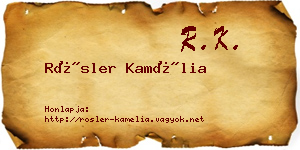 Rösler Kamélia névjegykártya